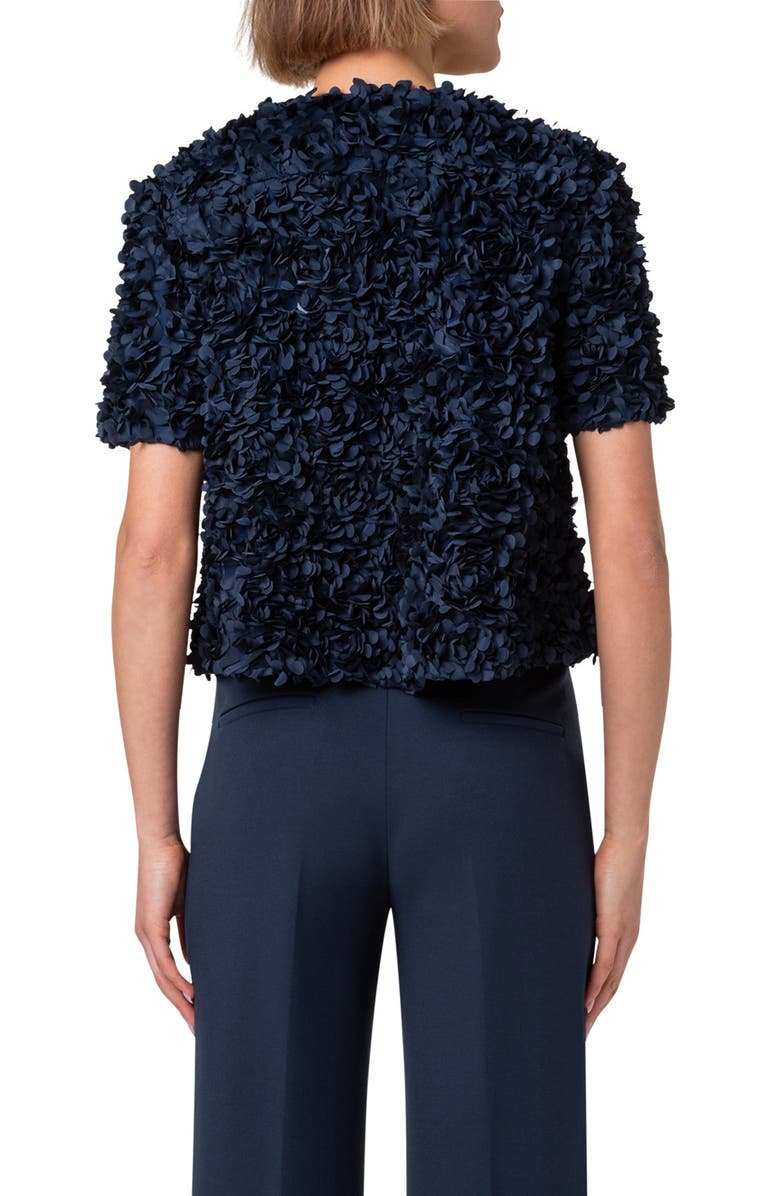 Akris punto Laser Cut 3D Petal Short Sleeve Crop Jacket, Alternate, color, 