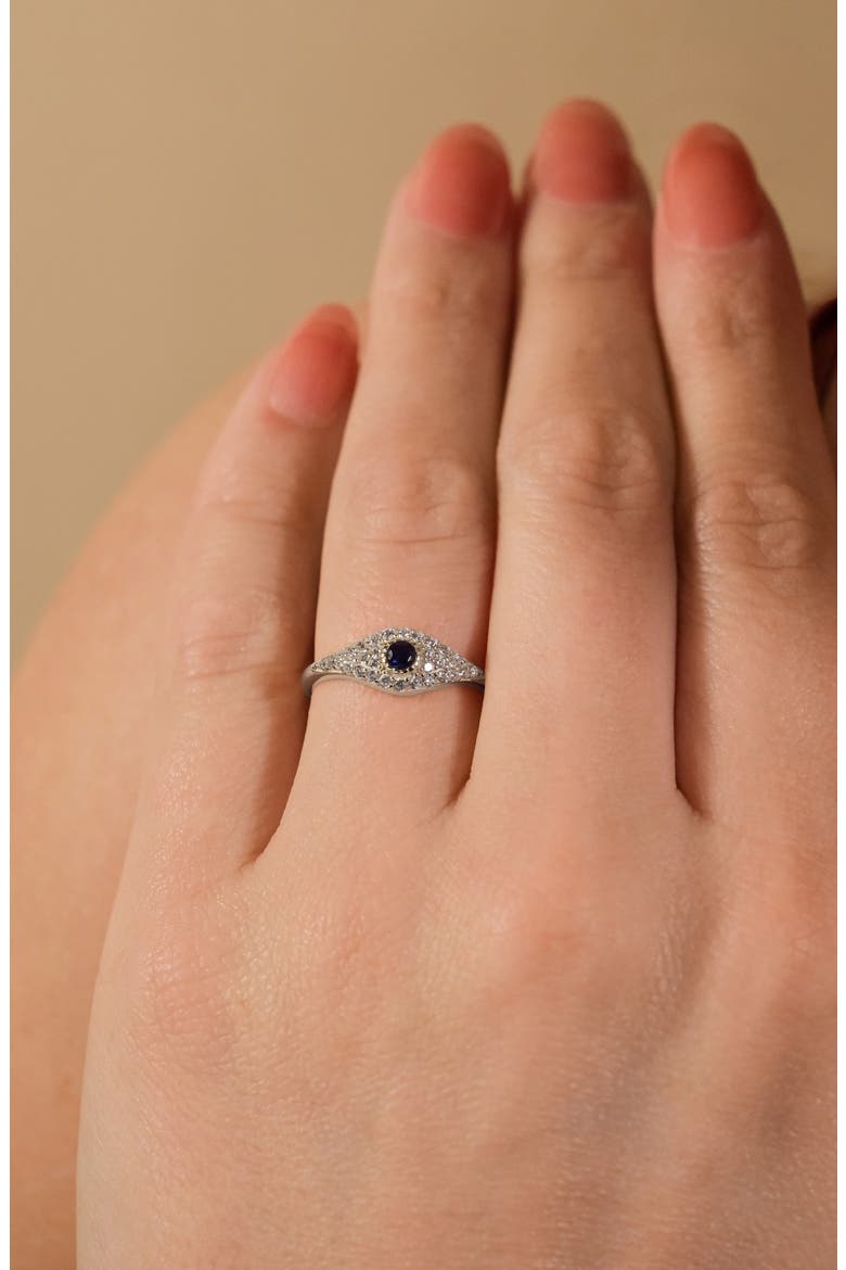 Mozzie Cubic Zirconia Evil Eye Ring, Alternate, color, SILVER