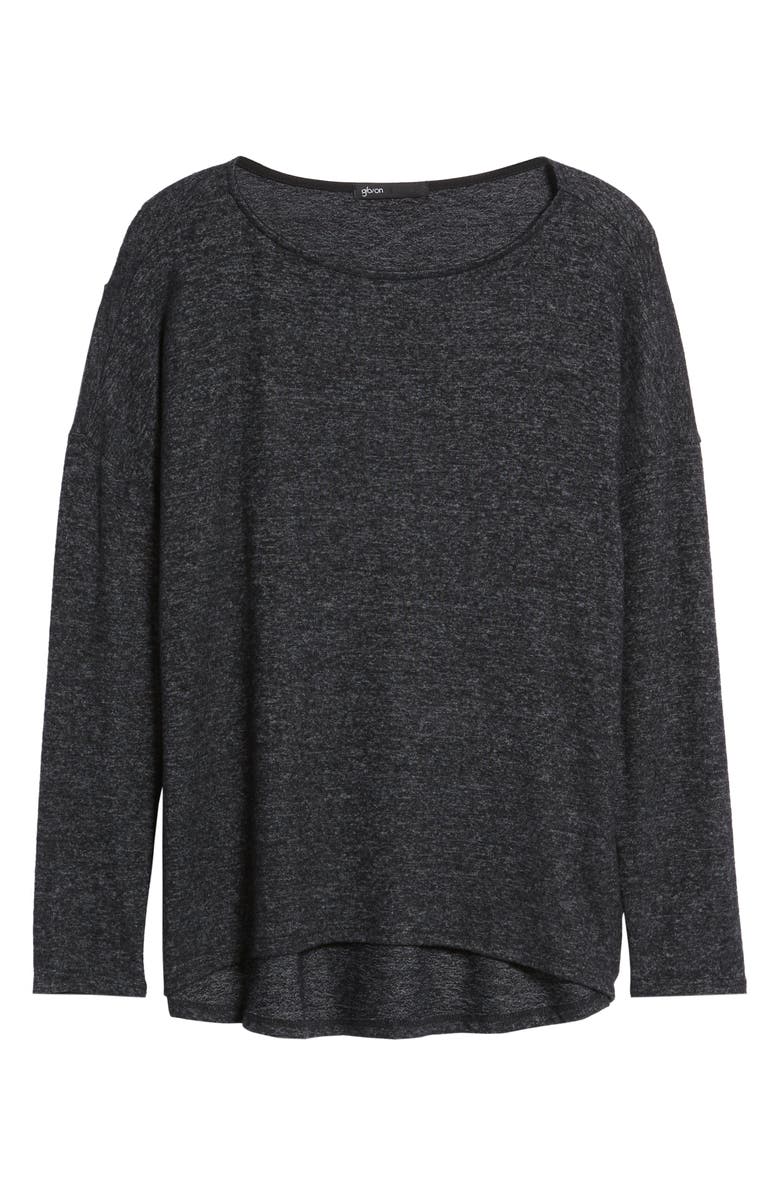 GIBSONLOOK Gibson Cozy Ballet Neck High/Low Pullover, Main, color, Heather Black