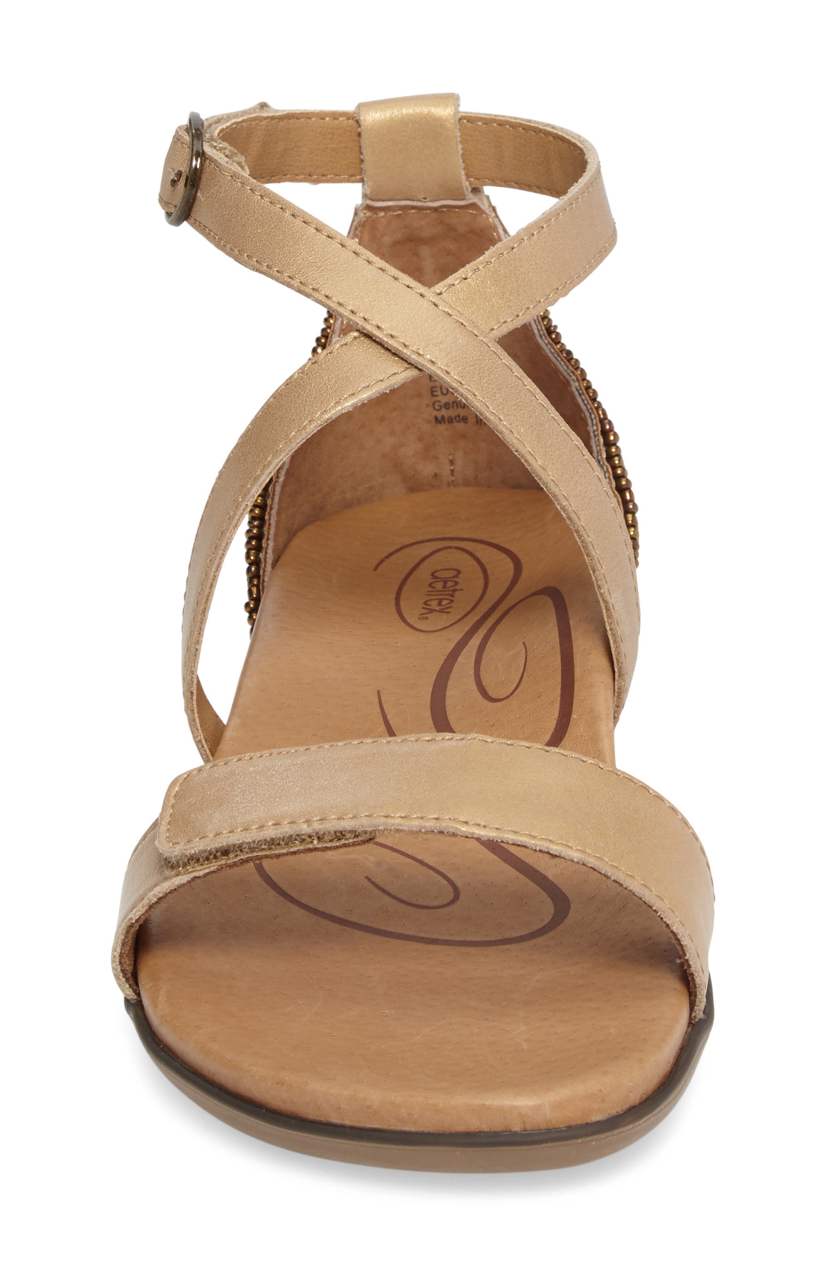 Brenda Embellished Cross Strap Sandal, Alternate, color, STONE LEATHER