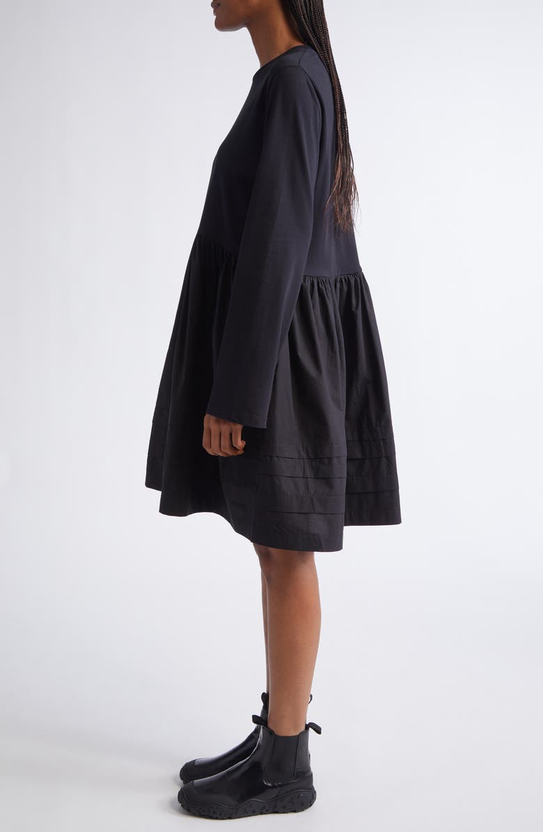 Cecilie Bahnsen Bradley Long Sleeve Mixed Media Dress, Alternate, color, Black