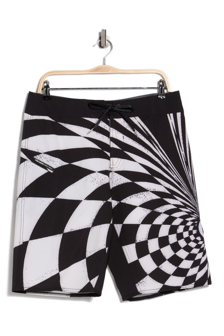 Spiral Check Board Shorts, Alternate, color, OFF WHITE