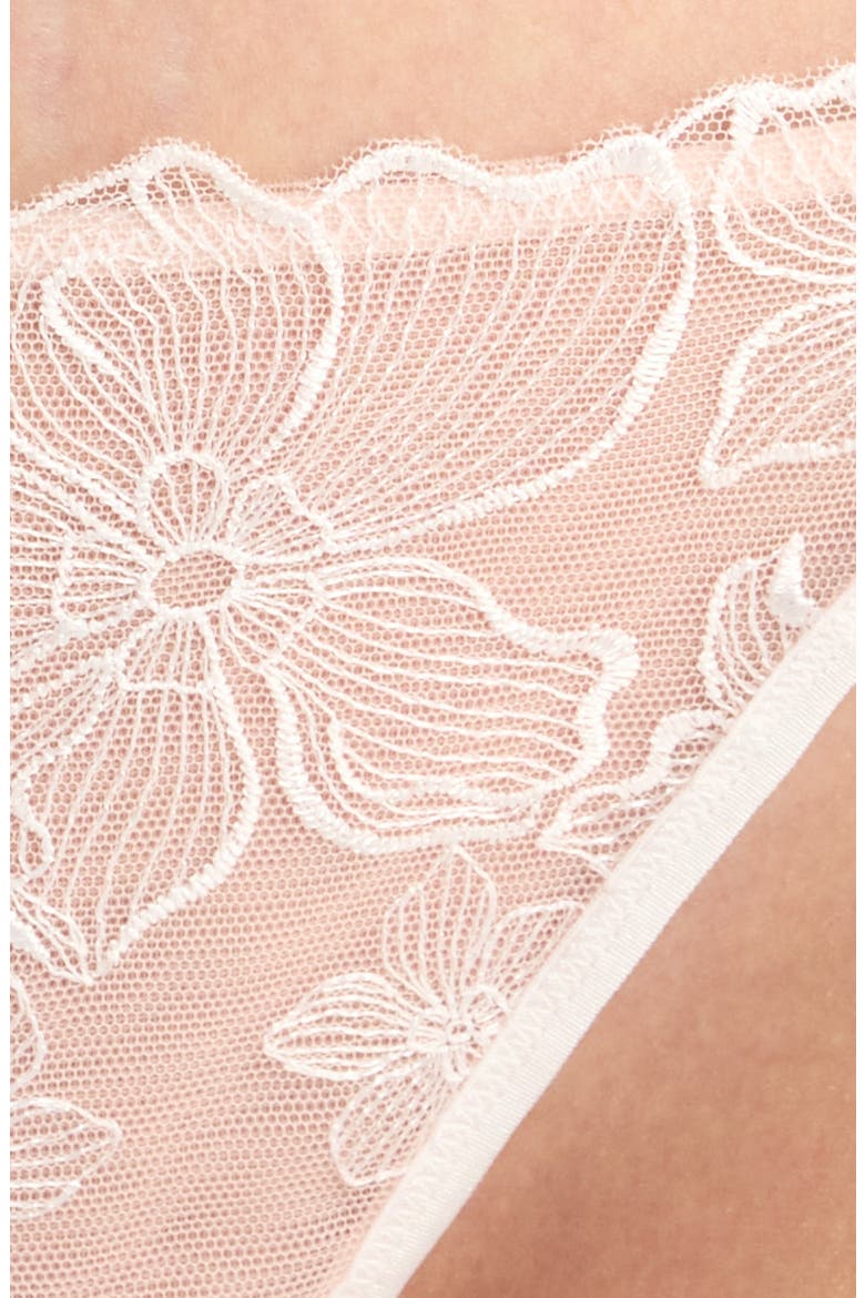 Lauren Embroidered Mesh Brazilian Panties, Alternate, color, SNOW WHITE