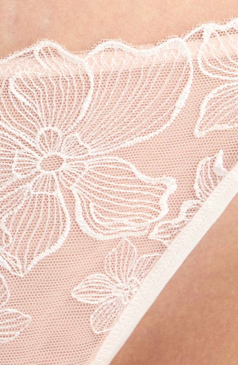 Hunkemöller Lauren Embroidered Mesh Brazilian Panties, Alternate, color, Snow White