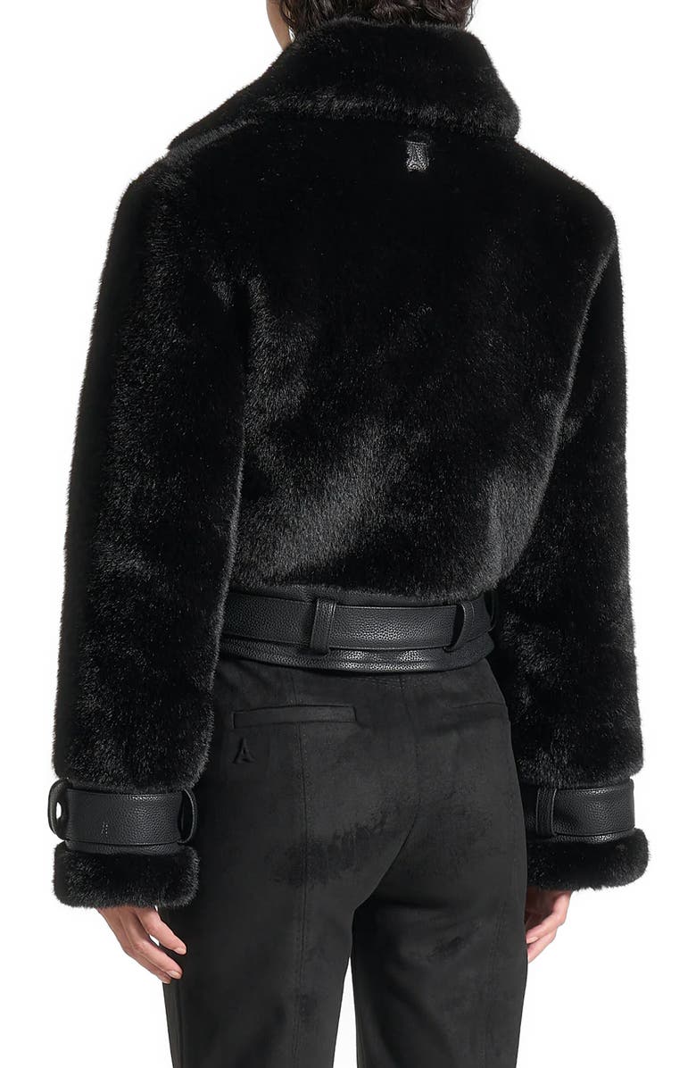 Manière De Voir Deya Plush & Leather Leather Belted Jacket, Alternate, color, 
