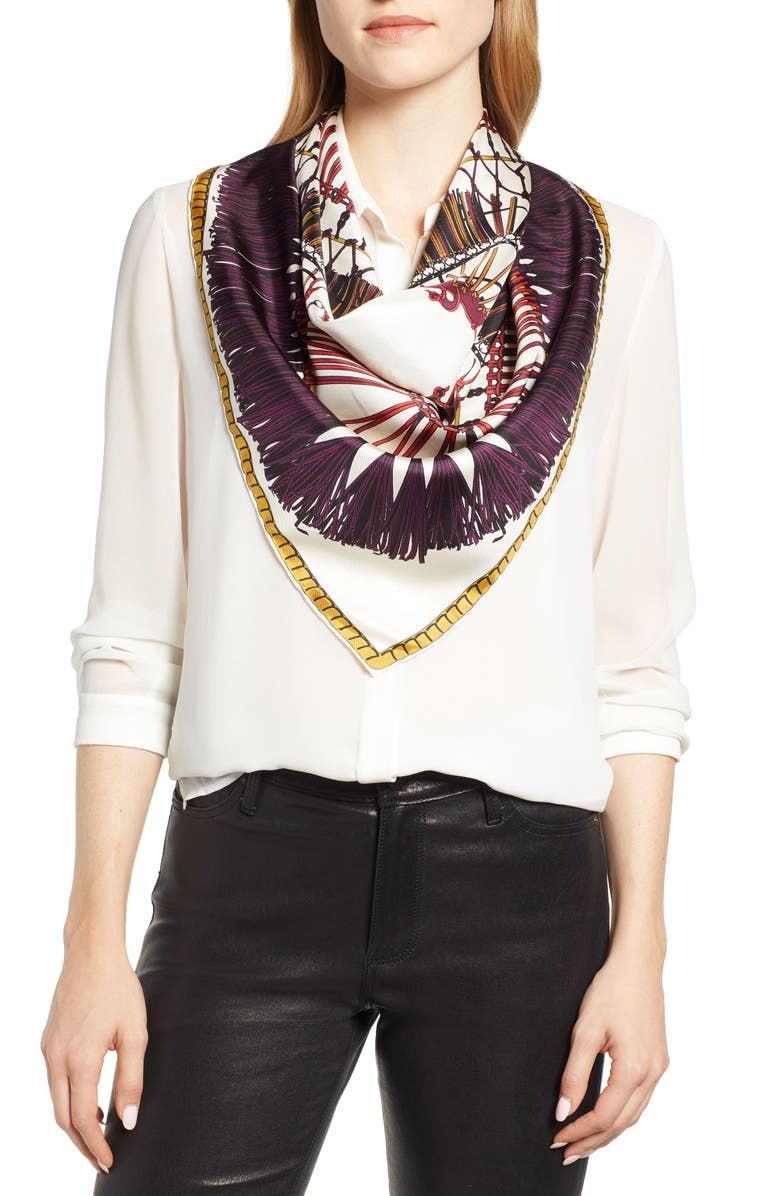 Longchamp Jeux Fran Silk Scarf, Alternate, color,