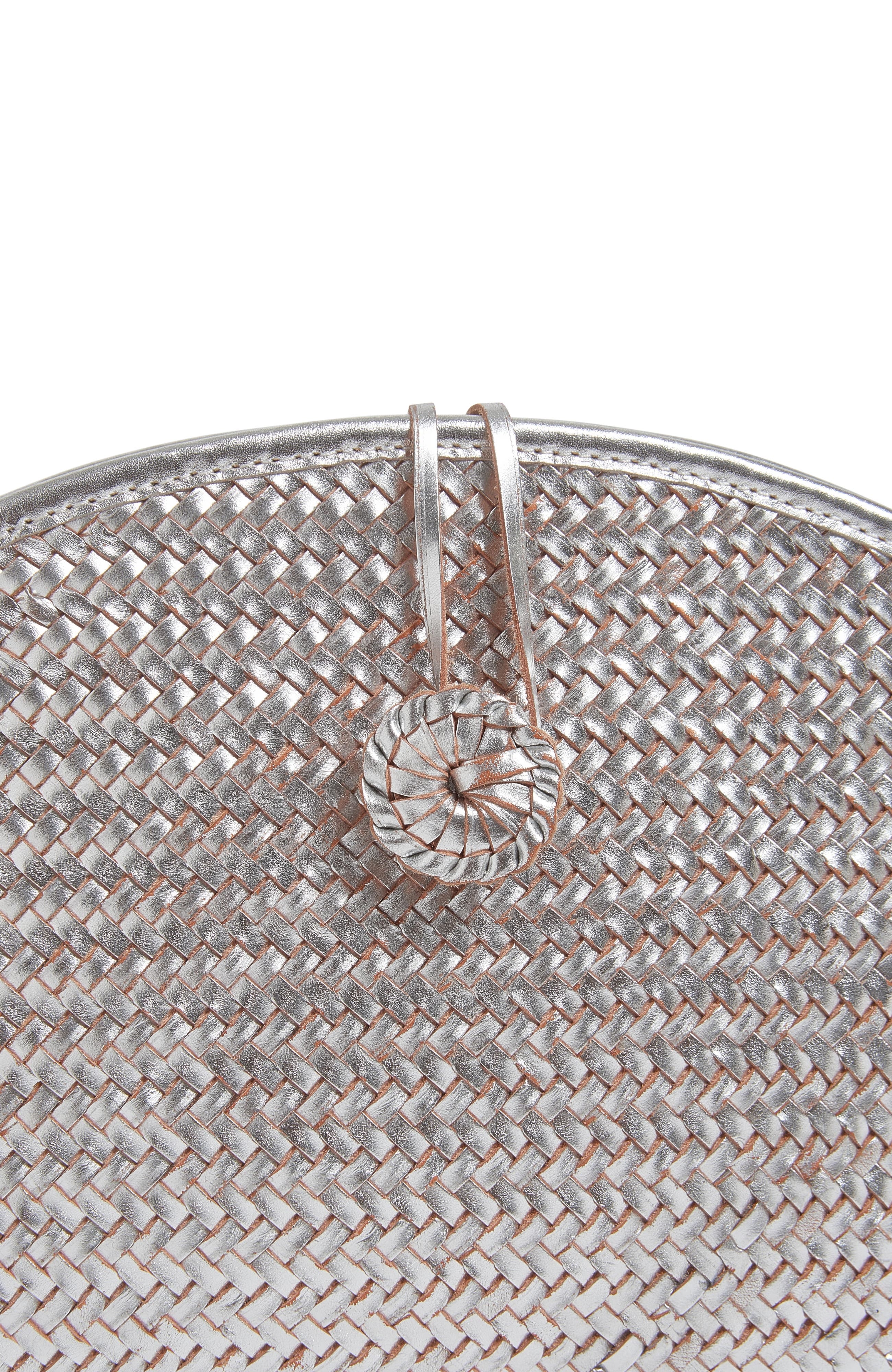 La Barca Handwoven Leather Clutch, Alternate, color, Silver