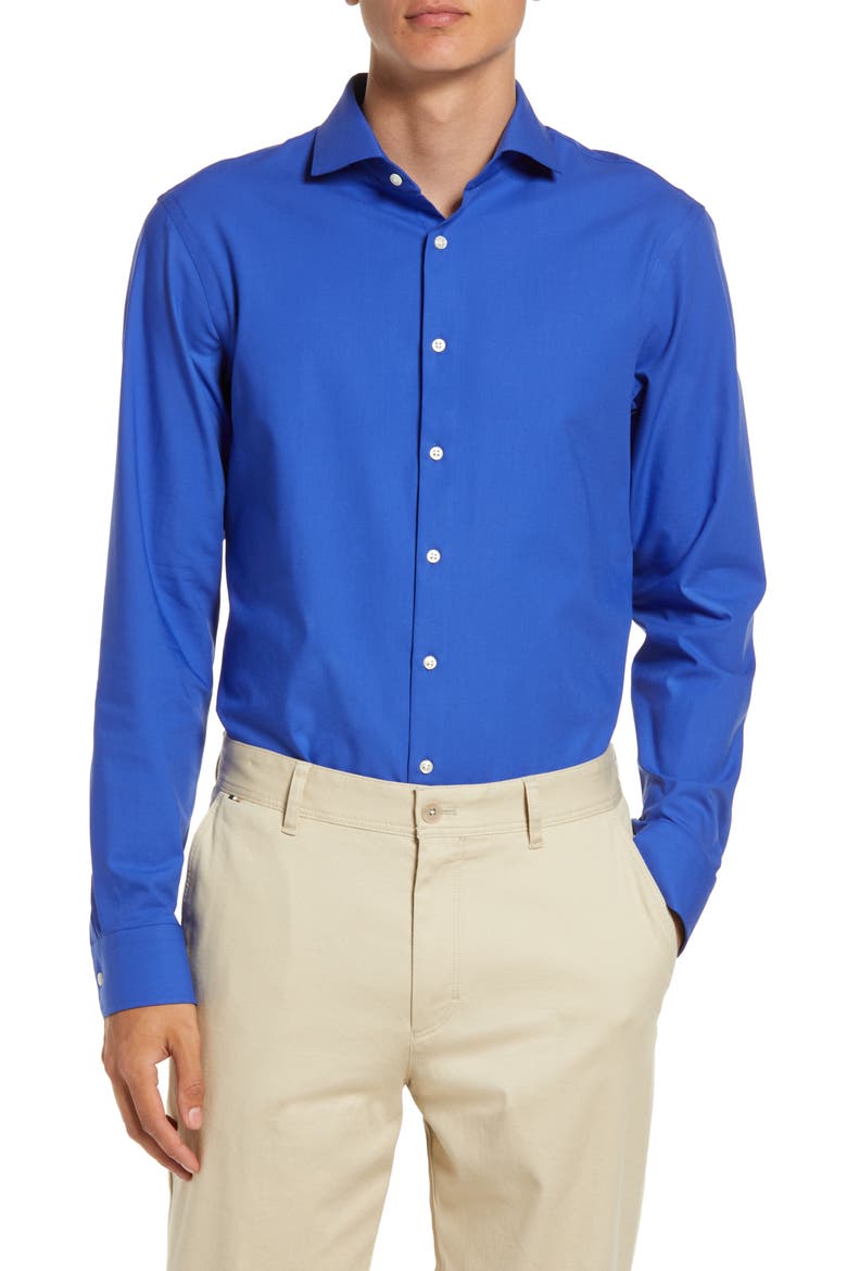 Tech-Smart Extra Trim Fit Dress Shirt, Main, color, BLUE BLUING