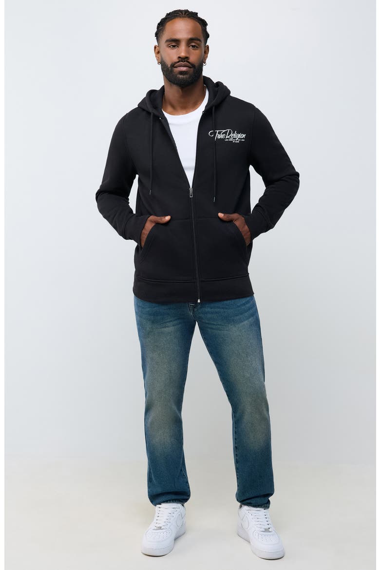 Ribbon Sketch Full Zip Hoodie, Alternate, color, JET BLACK