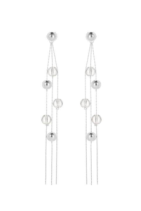 FrostLily Clear Crystal and Bead Drop Earrings