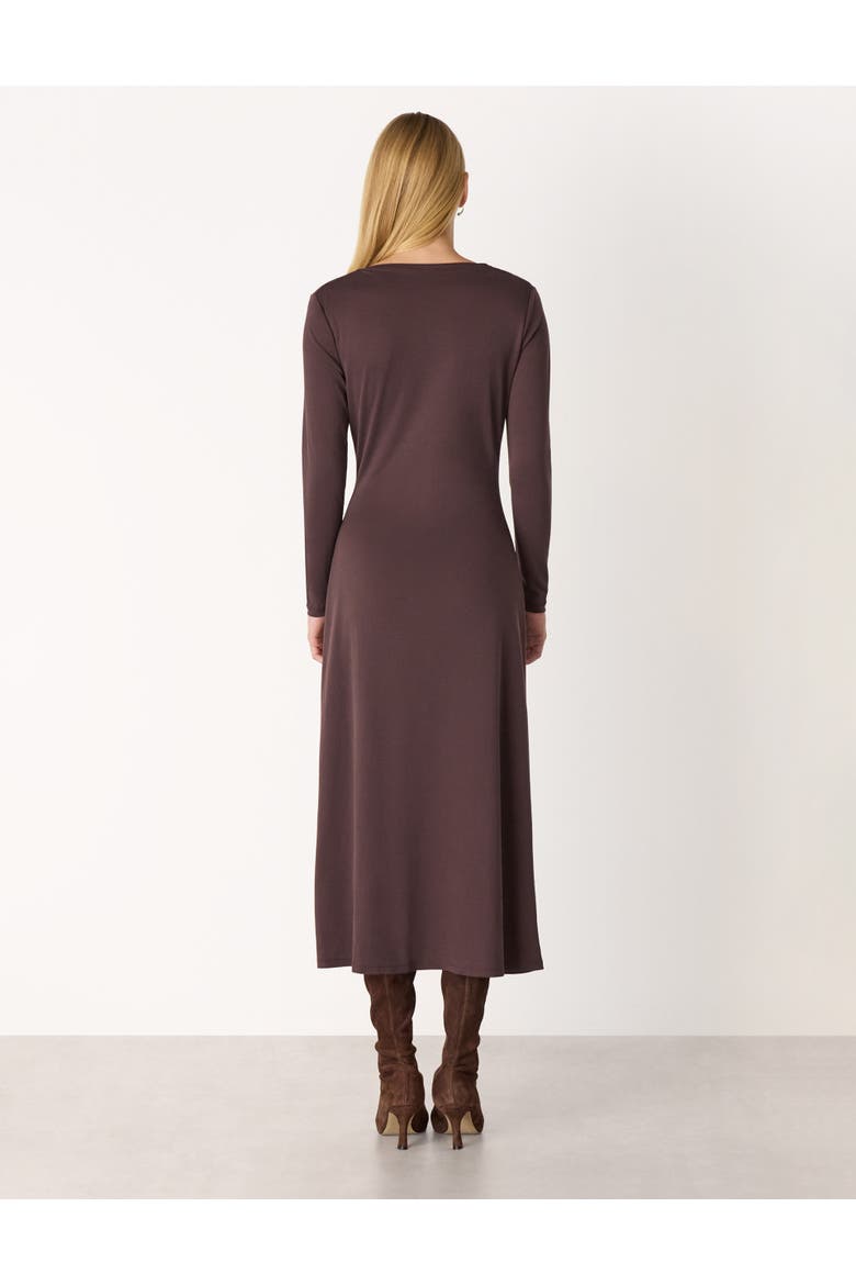 Ruched Detail Midi Dress, Alternate, color, Chocolate