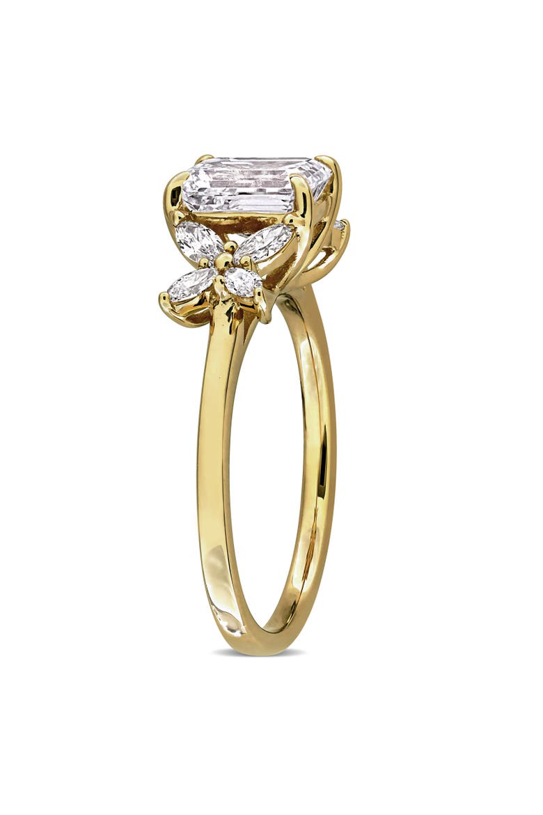 Lab-Grown Diamond Emerald Cluster Ring 14k, Alternate, color, Yellow Gold