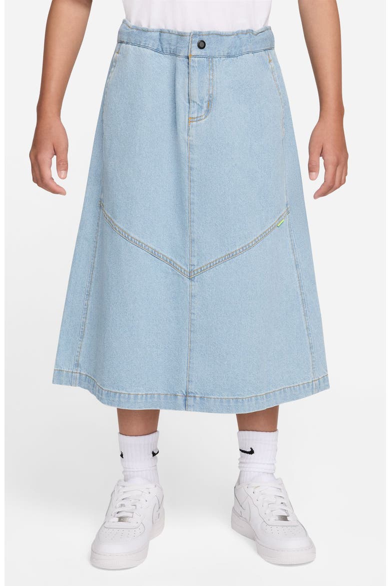 Kids' Sportswear Denim Midi Skirt, Main, color, LIGHT ARMORY BLUE/ARMORY BLUE