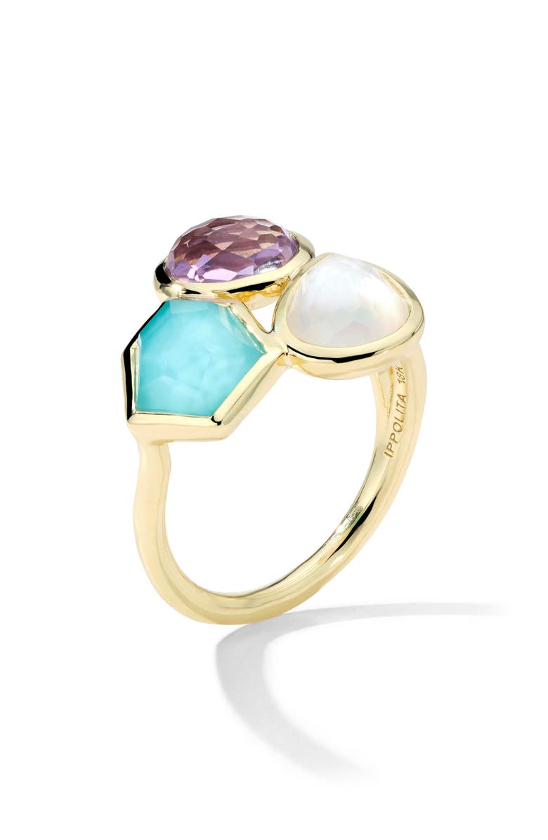 Ippolita Rock Candy<sup>®</sup> Small 3-Stone Cluster Ring in Summer Rainbow, Main, color, Gold