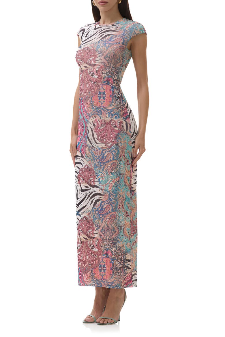 Cody Print Mesh Dress, Alternate, color, GILDED PAISLEY