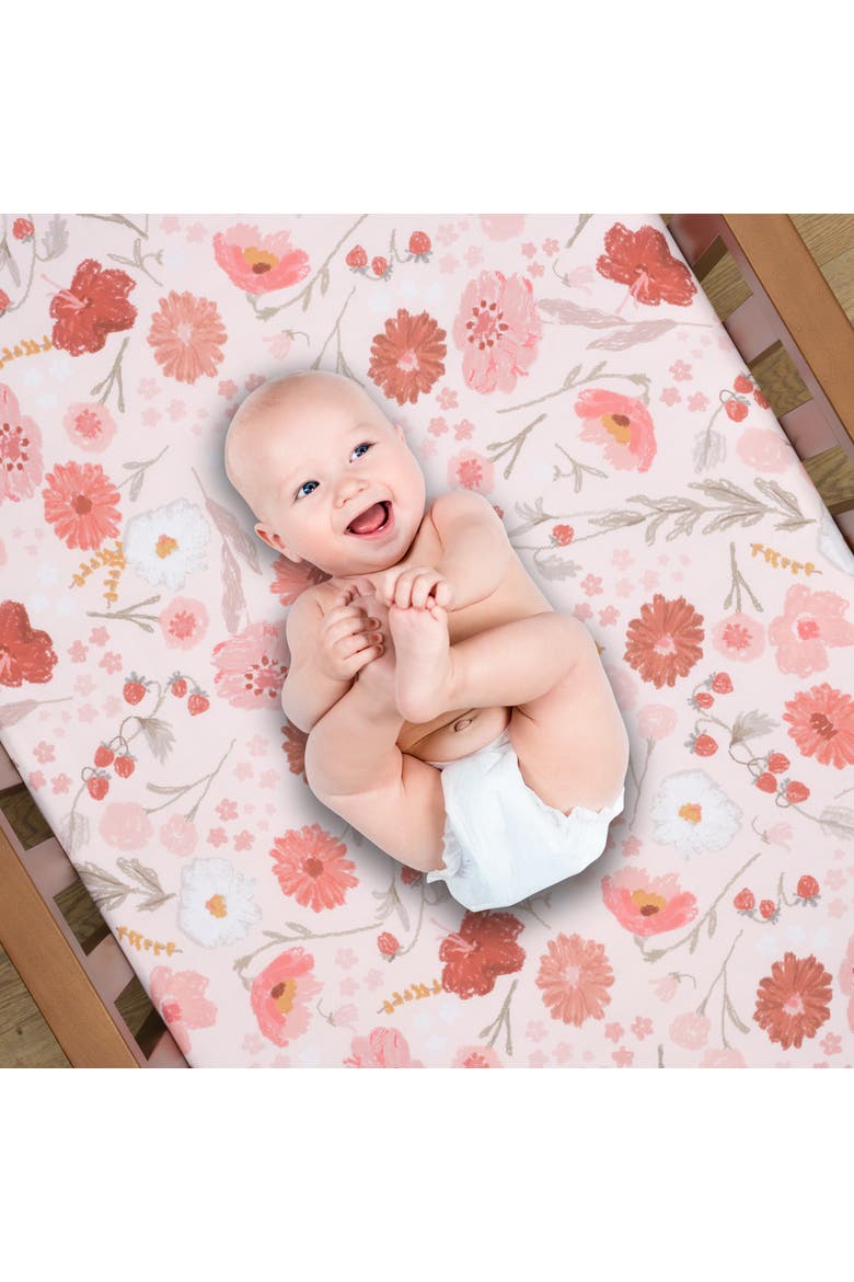 Flower Power 3-Piece Floral Baby Nursery Crib Bedding Set, Alternate, color, Pink