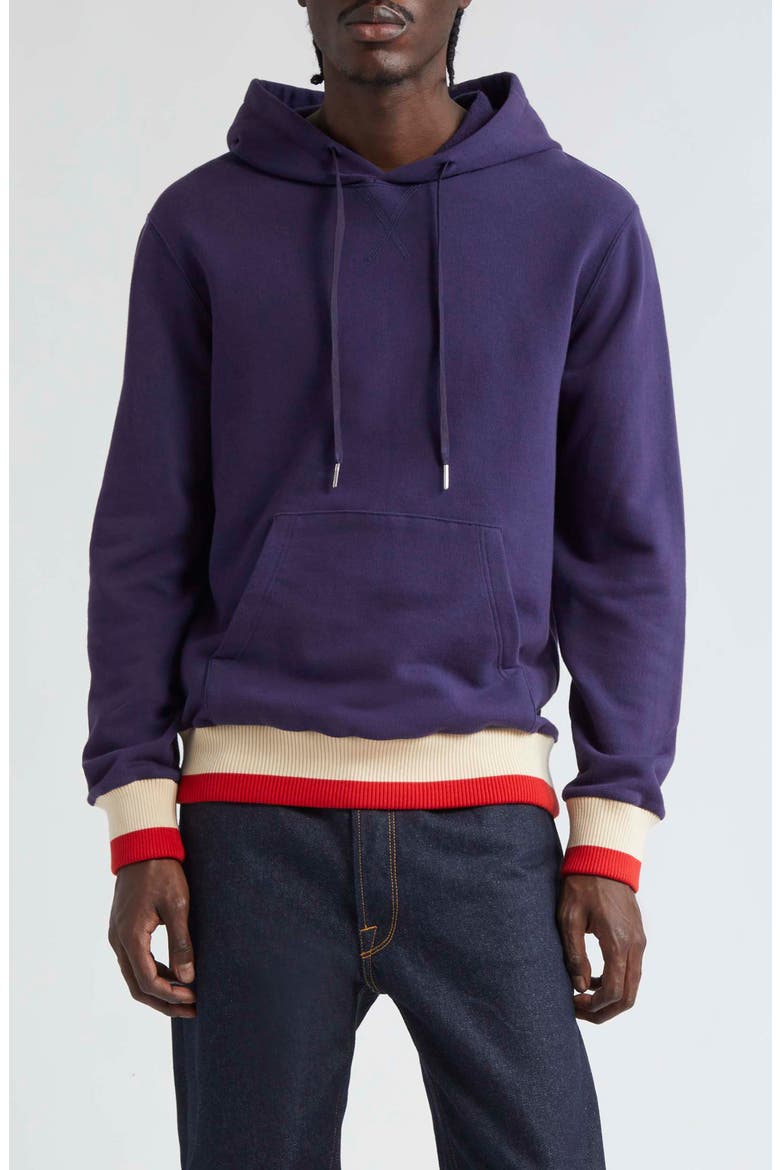 Journey Stripe Trim Graphic Hoodie, Main, color, ECLIPSE/ HERITAGE WHITE/ RED