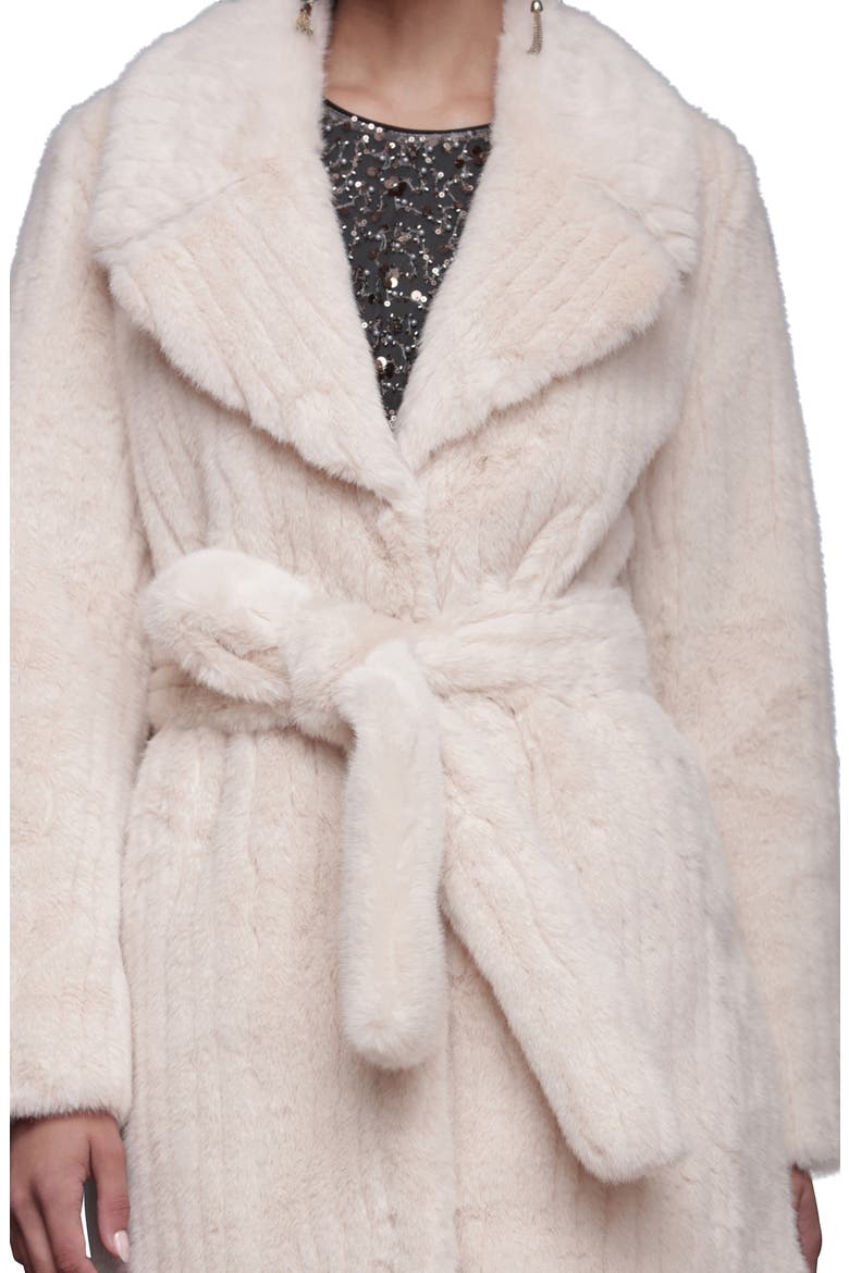 Faux Fur Belted Coat, Alternate, color, IVORY