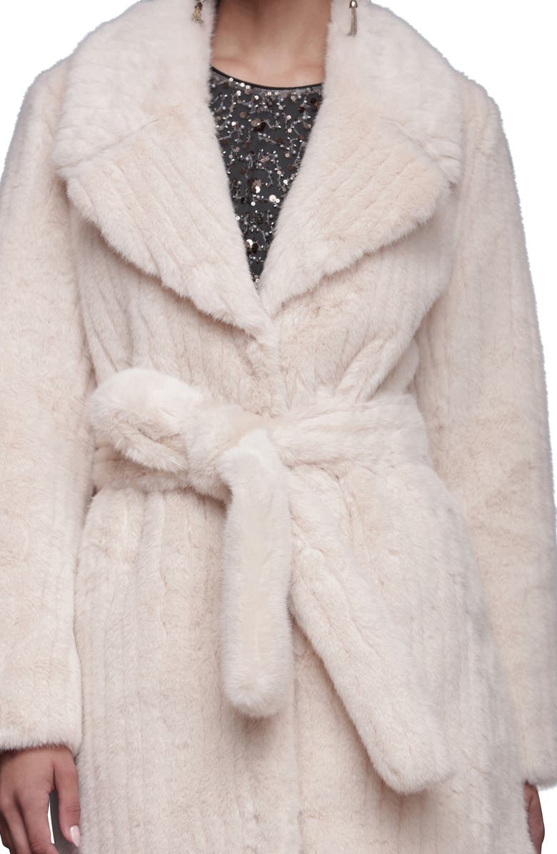 Avec Les Filles Faux Fur Belted Coat, Alternate, color, Ivory
