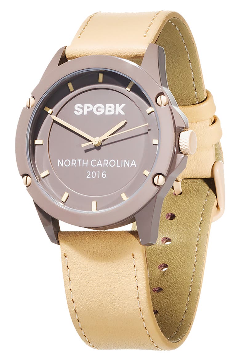 Iced Mocha Leather Strap Watch, 44mm, Main, color, SUBTLE TAUPE