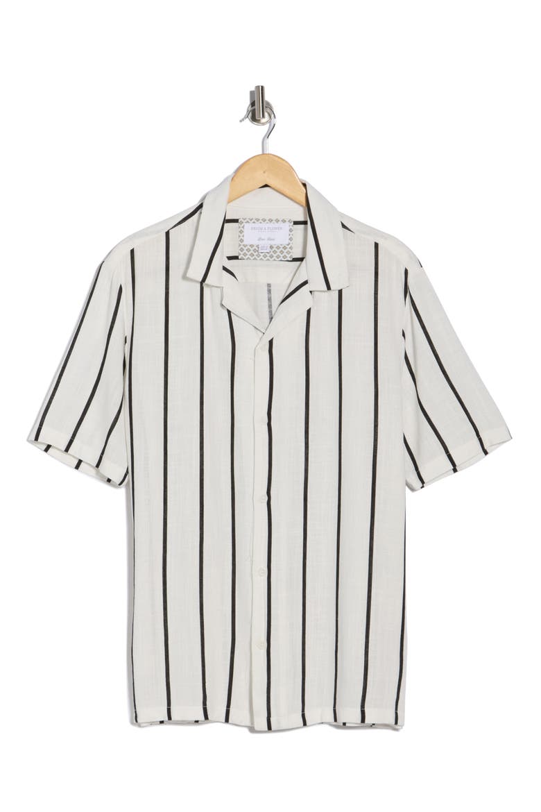 Stripe Linen Blend Camp Shirt, Alternate, color, OFF WHITE