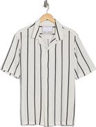 DENIM AND FLOWER Stripe Linen Blend Camp Shirt