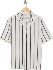 DENIM AND FLOWER Stripe Linen Blend Camp Shirt
