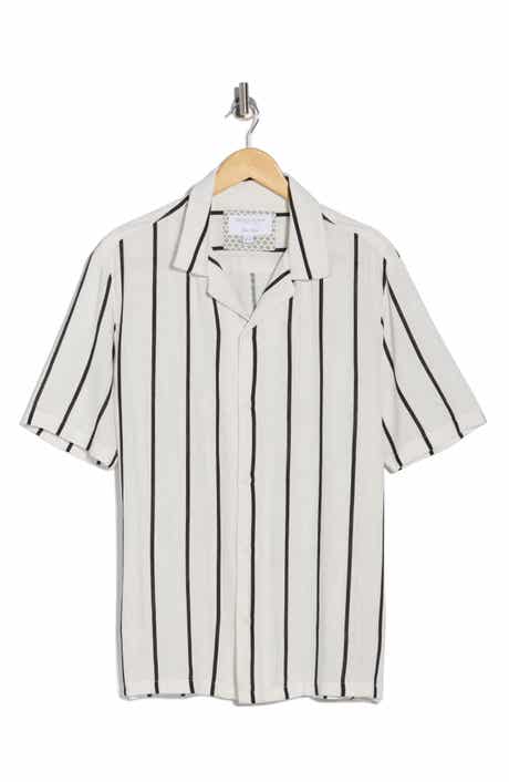 DENIM AND FLOWER Stripe Linen Blend Camp Shirt