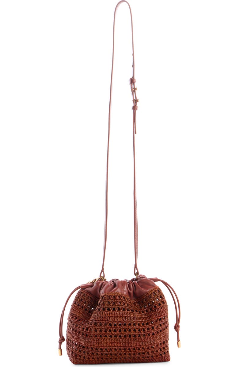 Chloé Mini Summer Banana Woven Raffia Drawstring Shoulder Bag, Alternate, color,