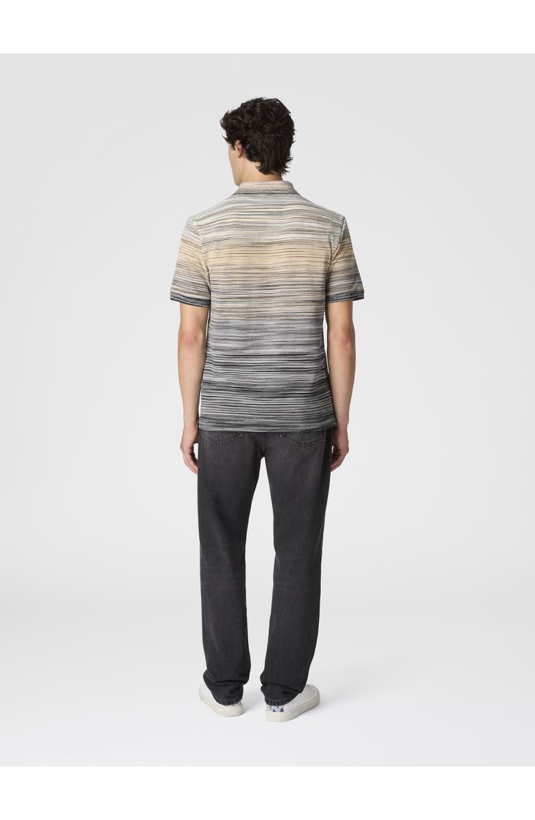 Missoni Short Sleeve Polo With Flame Knit, Alternate, color, Grey