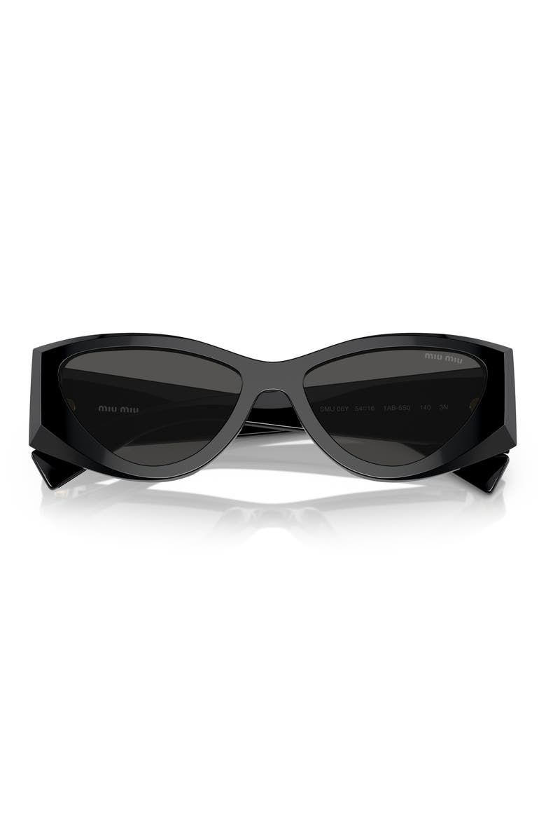 54mm Angular Cat Eye Sunglasses, Main, color, BLACK