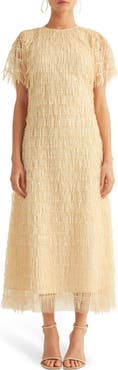 Arose Studio Treazure Sequin Fringe Cocktail Midi Dress