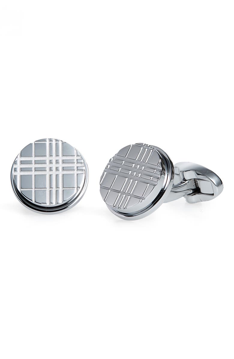 Burberry Round Check Cuff Links, Main, color,