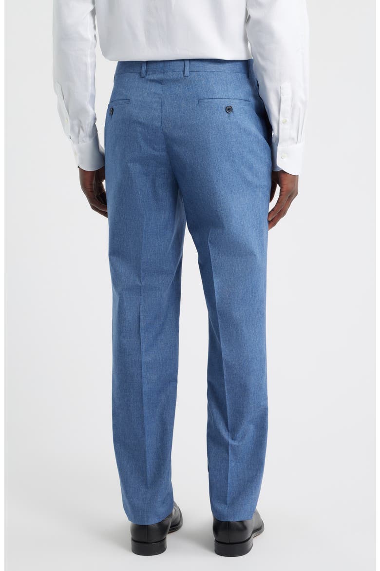 Harker Flat Front Light Tan Wool & Cotton Mélange Dress Pants, Alternate, color, MEDIUM BLUE