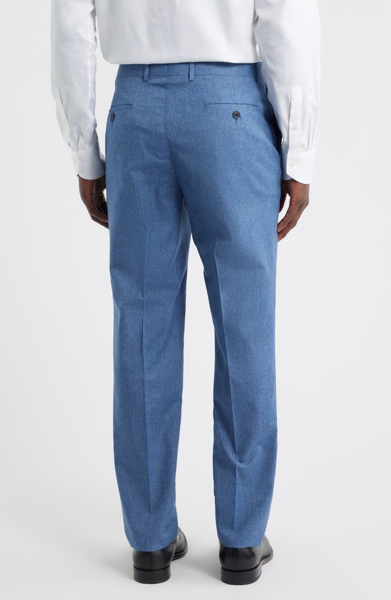 Peter Millar Harker Flat Front Light Blue Wool & Cotton Mélange Dress Pants, Alternate, color, 
