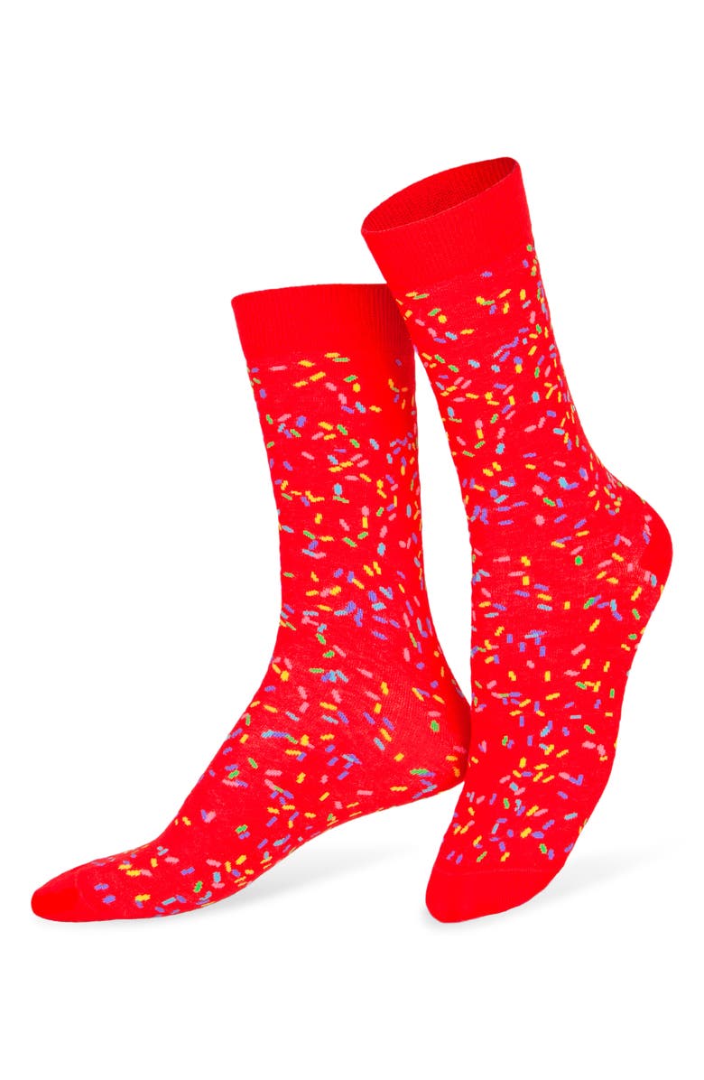 doiy Assorted 2-Pack Happy Birthday 3D Crew Socks, Alternate, color, Red/ Pink