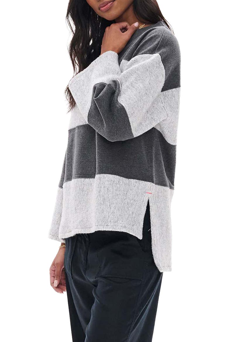 Textured Striped Long Sleeve Top, Alternate, color, DARK GREY