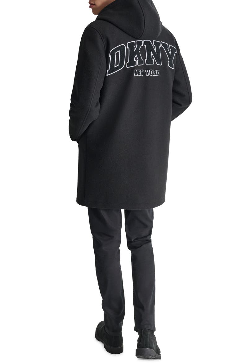 Logo Hooded Stadium Coat, Alternate, color, BLACK
