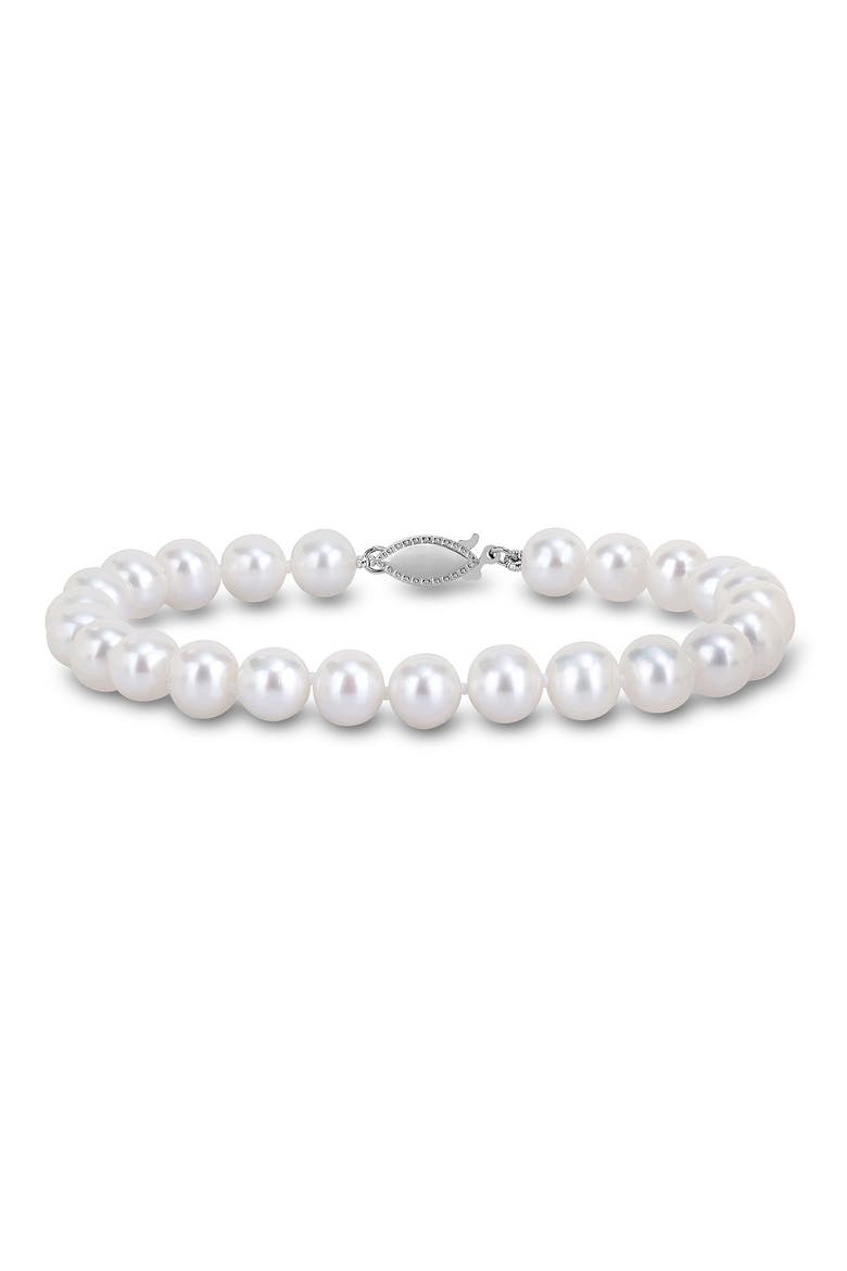 Cultured Pearl Sterling Silver Bracelet, Main, color, WHITE