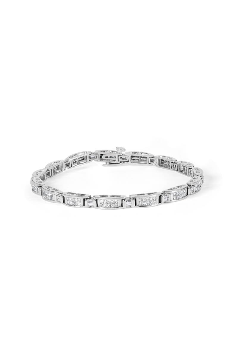 Haus of Brilliance 14K White Gold 2.0 Cttw Baguette and Princess-Cut Diamond Tennis Bracelet, Main, color, White