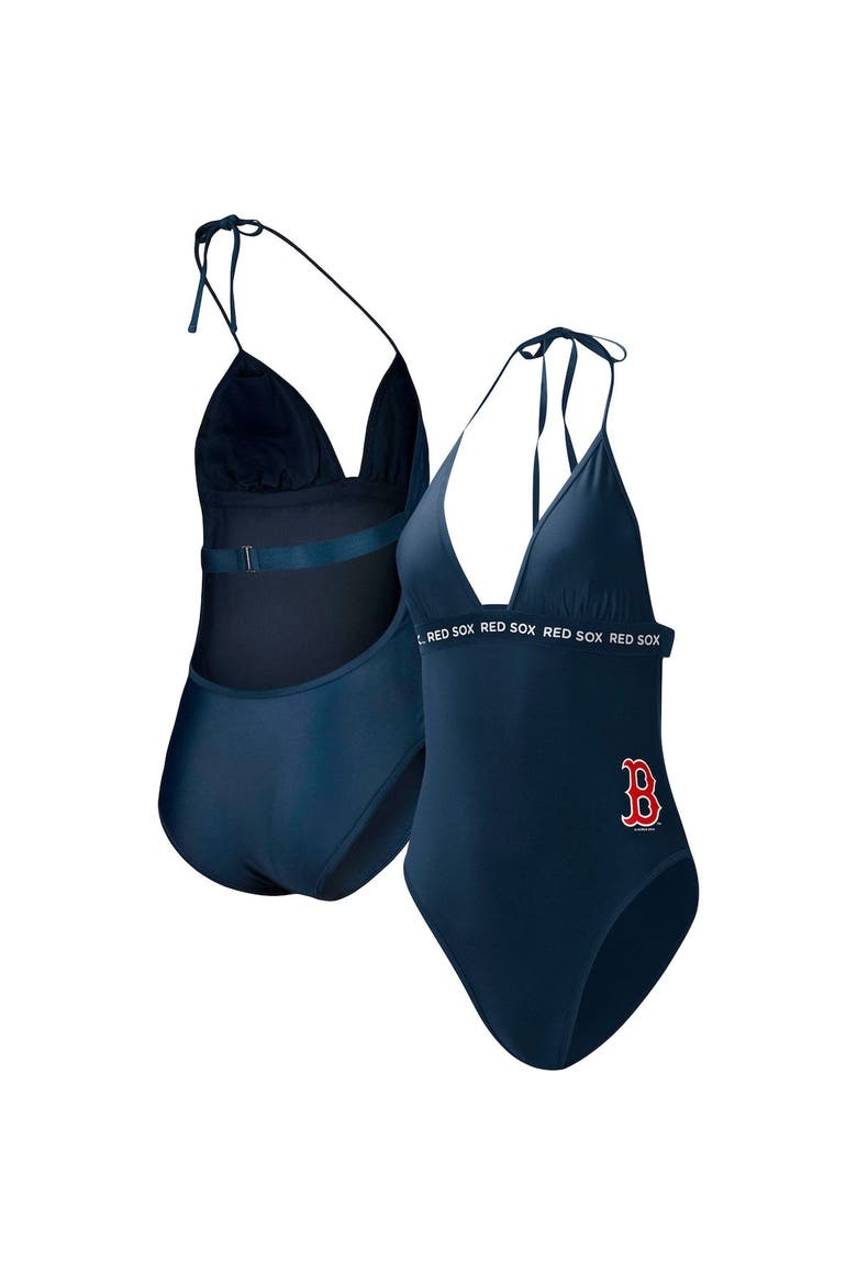 Women's G-III 4Her by Carl Banks Navy Boston Red Sox Full Count One-Piece Swimsuit, Main, color, Navy