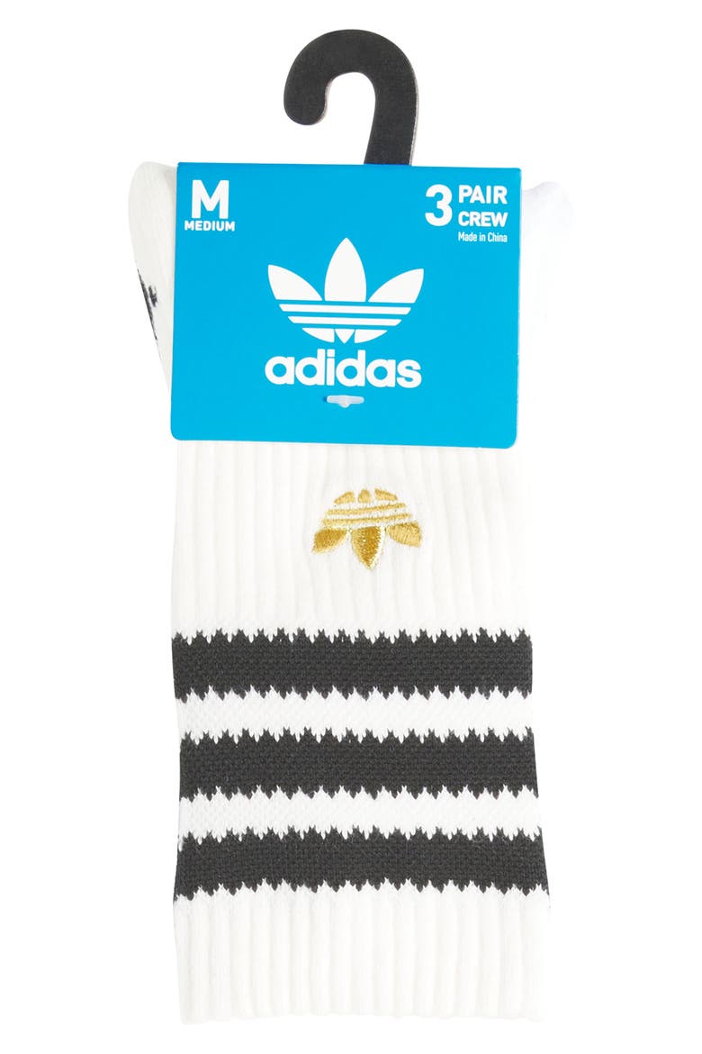 Originals Limited 3-Pack Crew Socks, Alternate, color, OFF WHITE/ GOLD/ BLACK