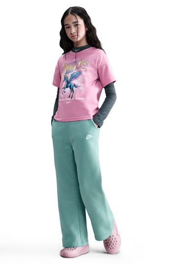 Nike Kids' Sportswear Club Fleece Wide Leg Sweatpants In Green