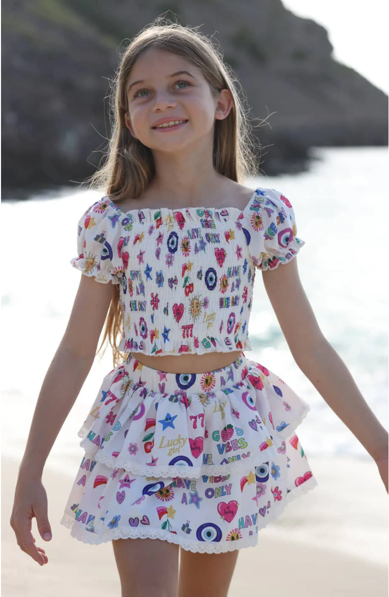 Lola + The Boys Lucky Girl Doodle Summer Set, Alternate, color, White