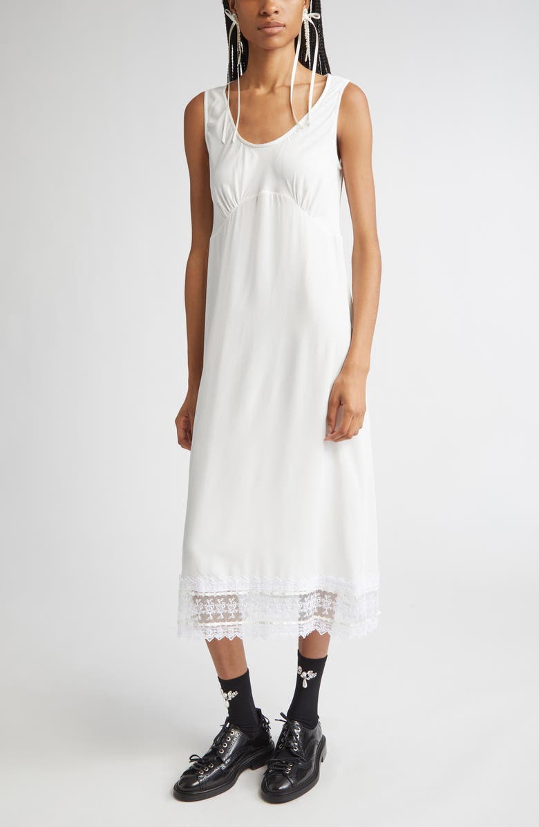 Simone Rocha Scoop Neck Lace Trim Midi Dress, Alternate, color, Ivory