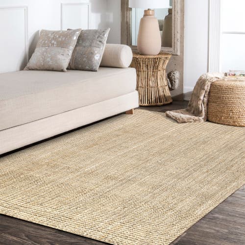 Jonathan Y Hiro Hand Woven Chunky Jute Area Rug In Ivory