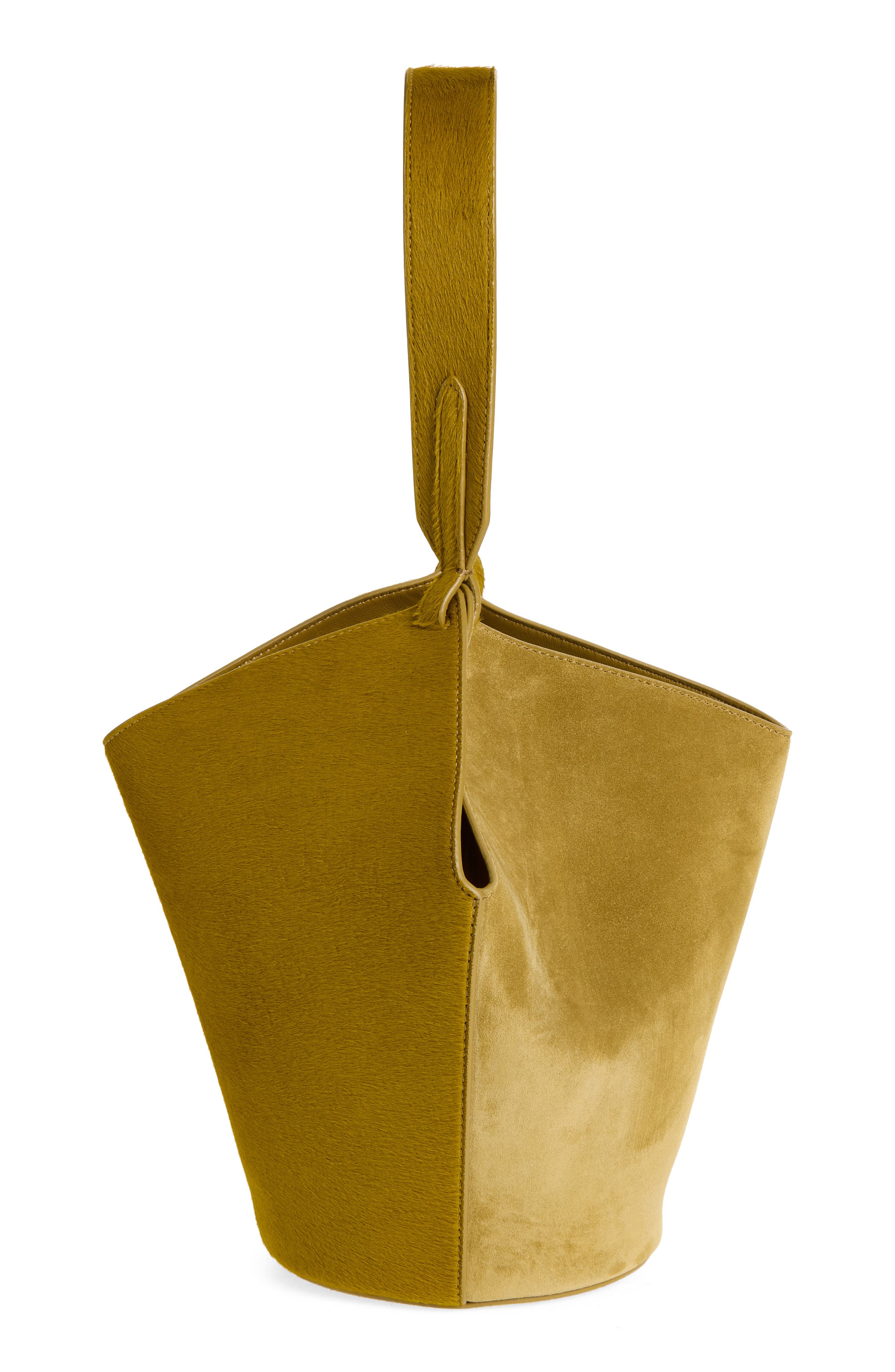 Lotus Mini Genuine Calf Hair & Suede Tote, Alternate, color, GOLDEN OLIVE