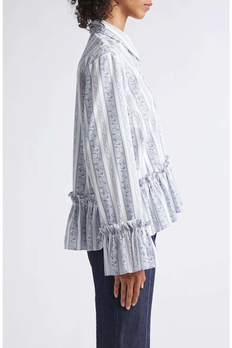 Daxel Striped Peplum Shirt, Alternate, color, IVORY/ MARINE BLUE
