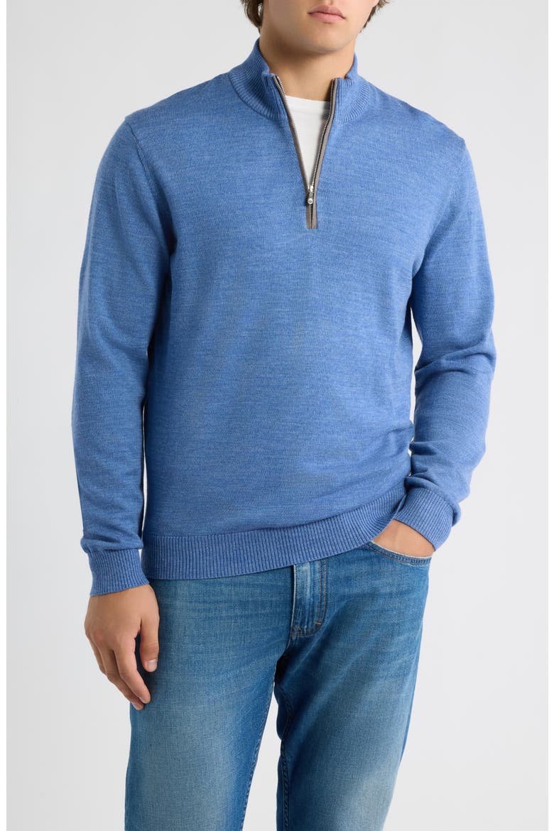 Raynor Merino Wool Quarter Zip Sweater, Main, color, MID BLUE