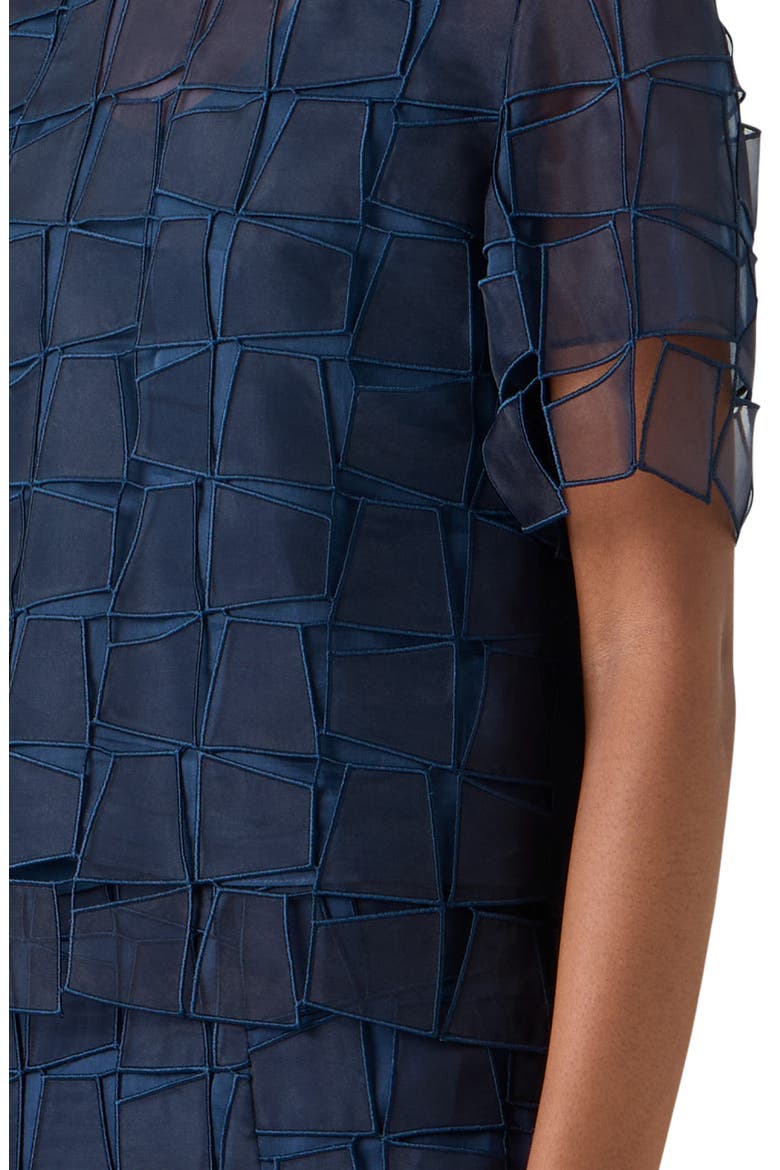 Embroidered Trapezoid Organza Top, Alternate, color, NAVY